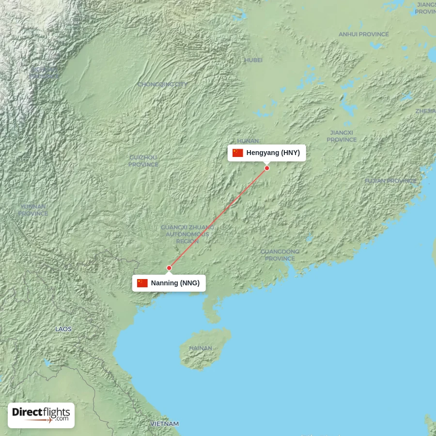 NNG - HNY route map