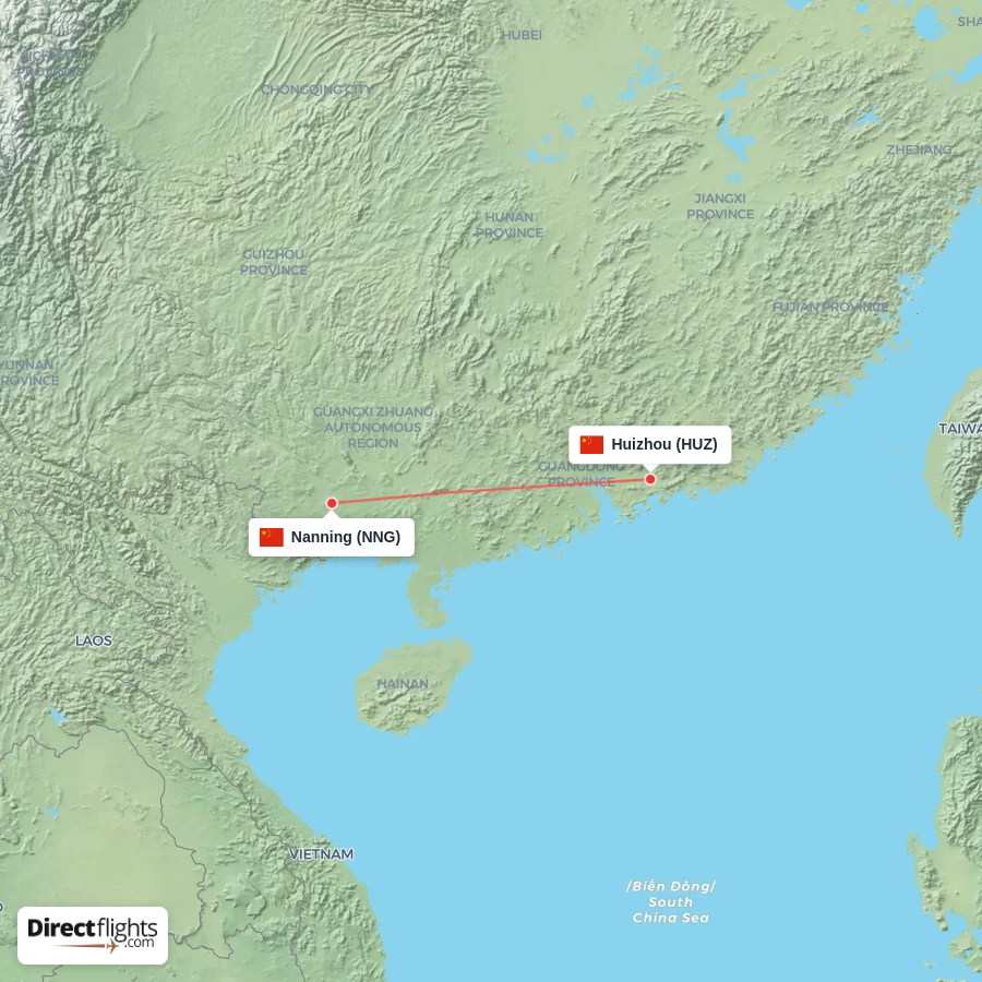 NNG - HUZ route map