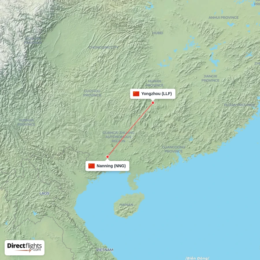 NNG - LLF route map