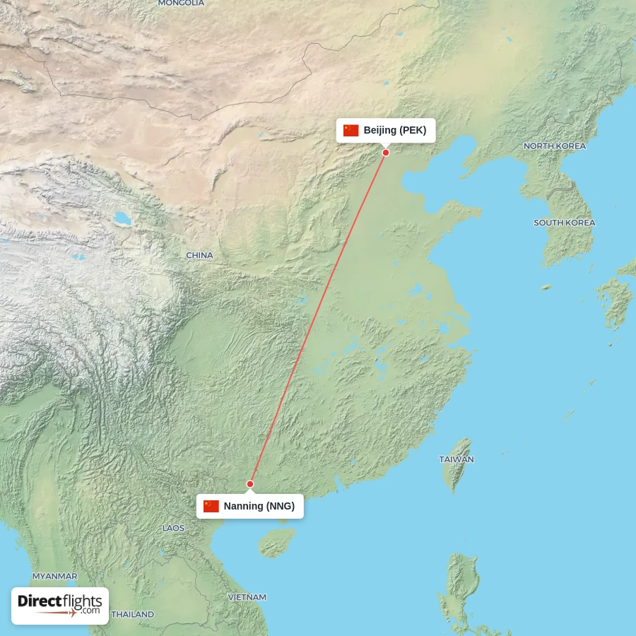NNG - PEK route map
