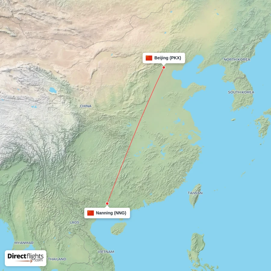 NNG - PKX route map