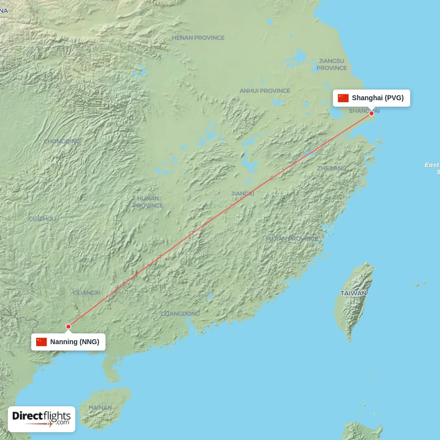 NNG - PVG route map
