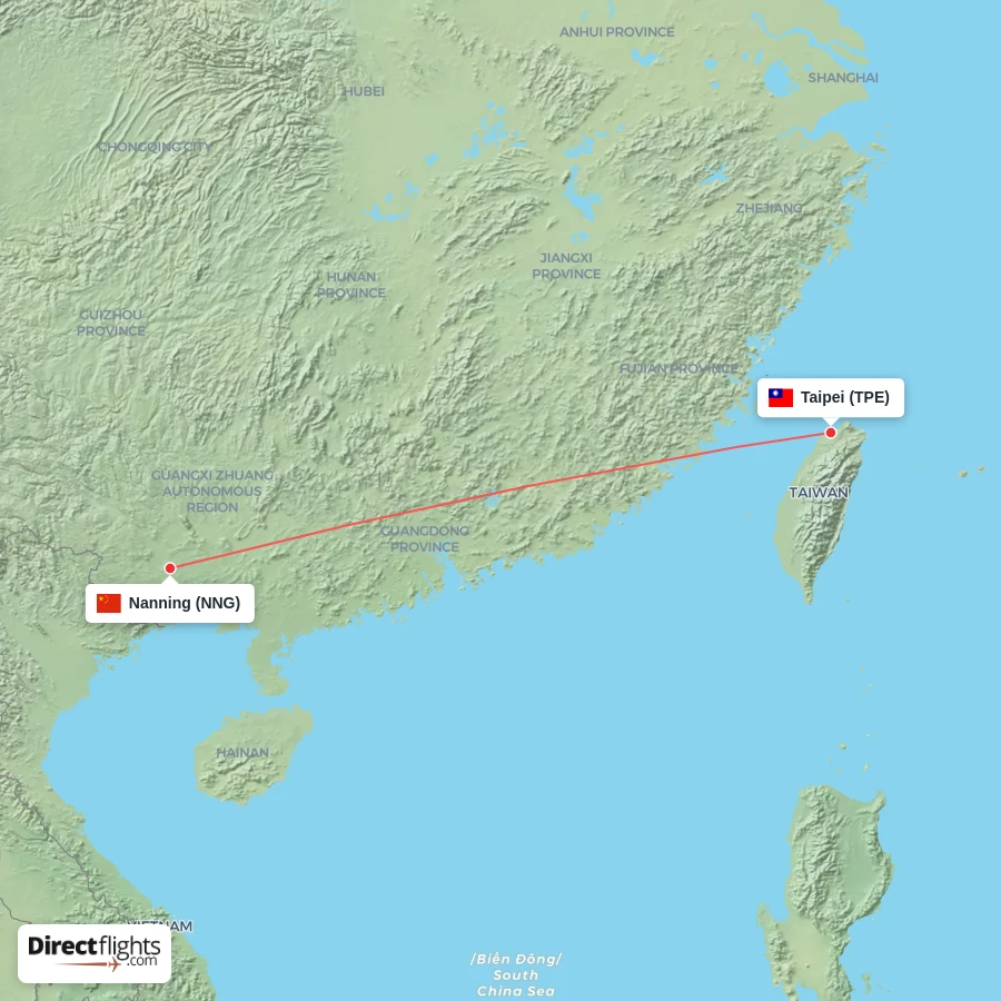 NNG - TPE route map