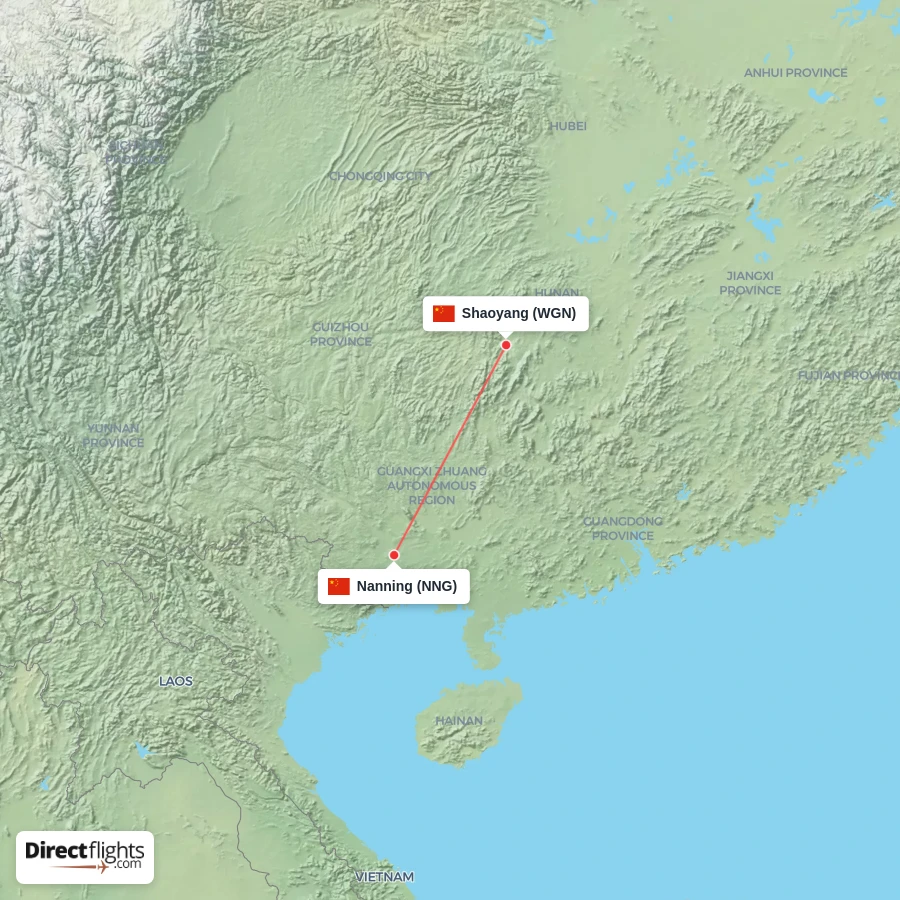 NNG - WGN route map