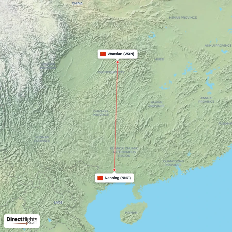 NNG - WXN route map