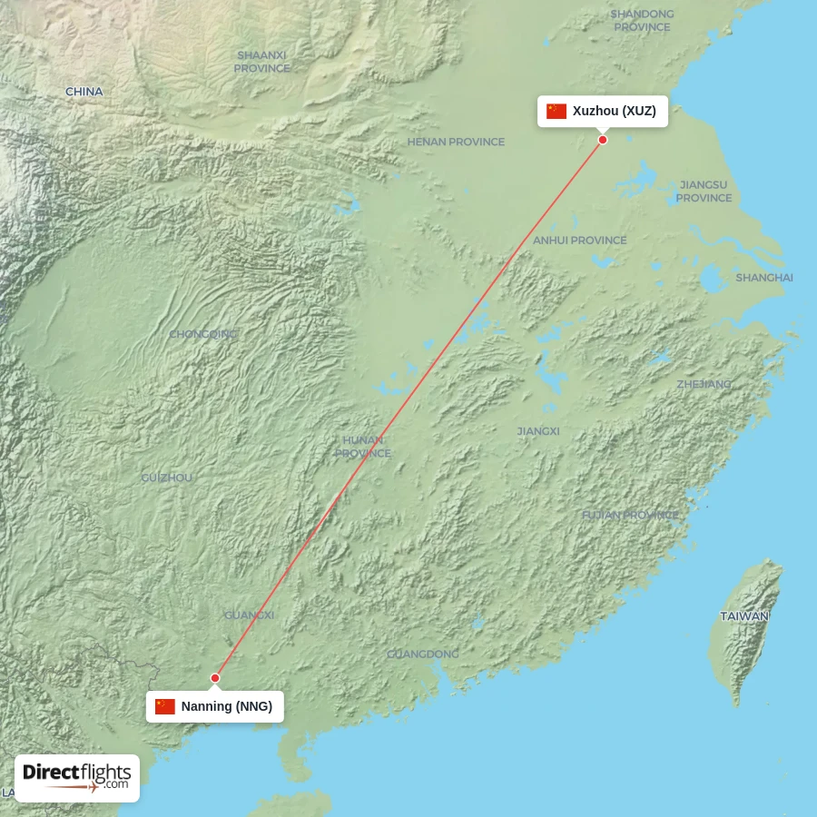 NNG - XUZ route map