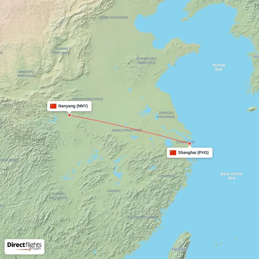 NNY - PVG route map