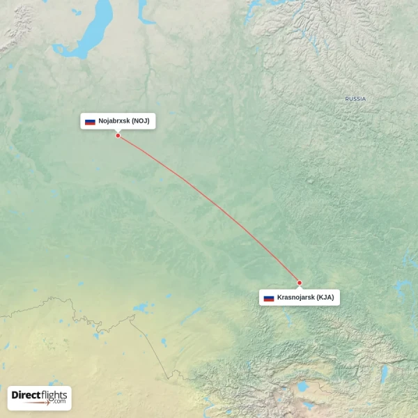 Nojabrxsk - Krasnojarsk direct flight map