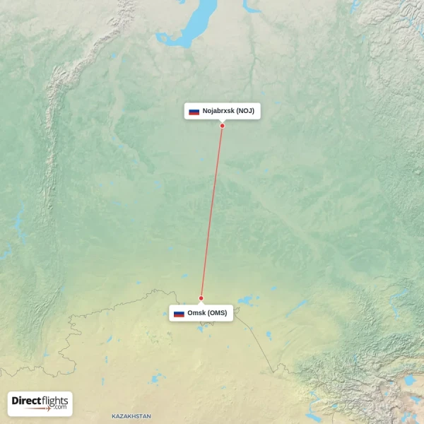 Nojabrxsk - Omsk direct flight map