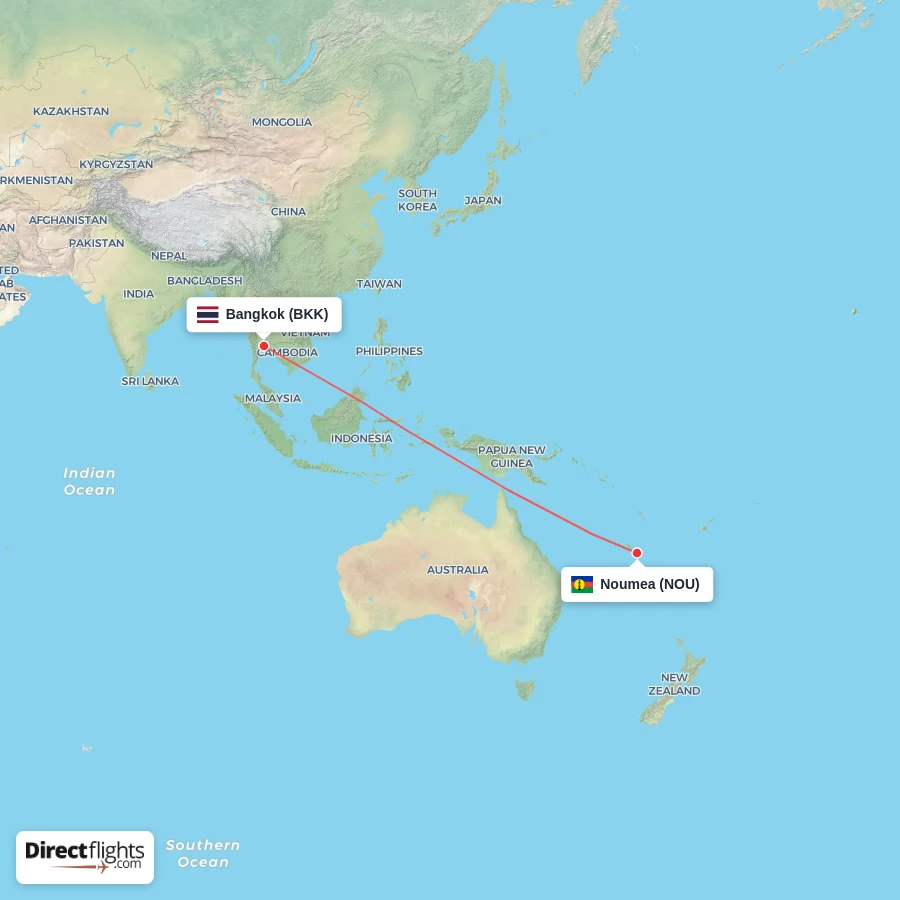 NOU - BKK route map