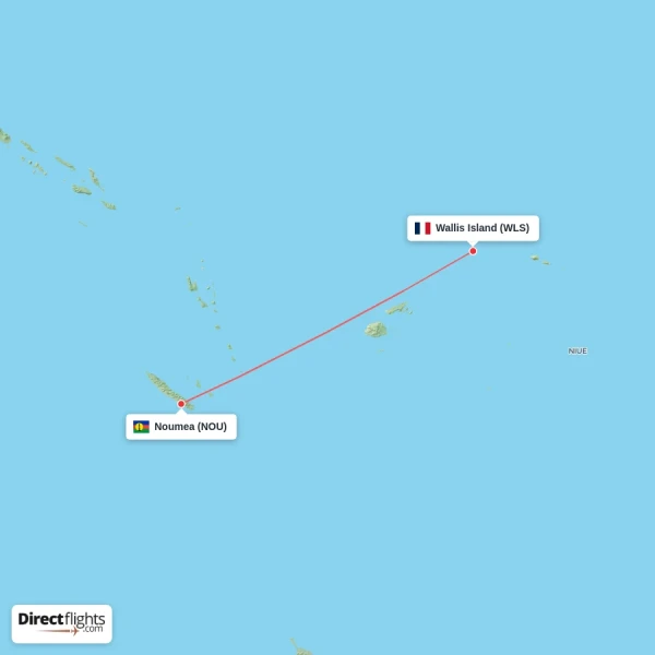 Noumea - Wallis Island direct flight map