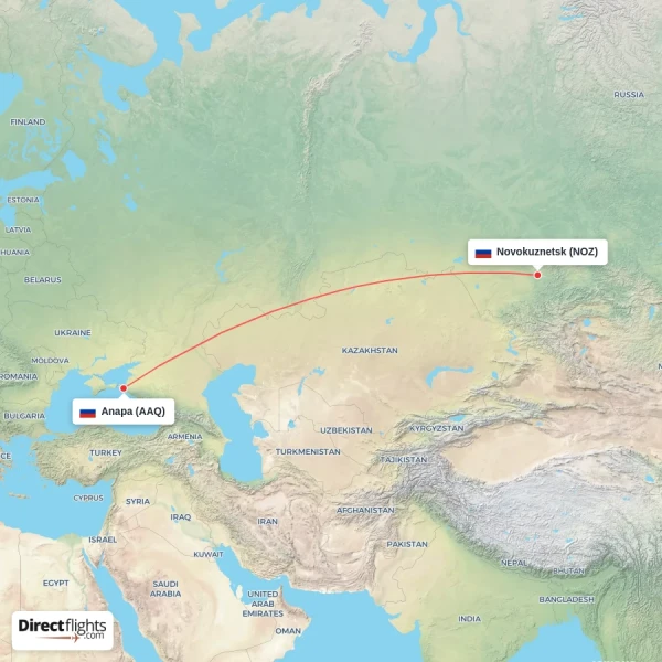Novokuznetsk - Anapa direct flight map