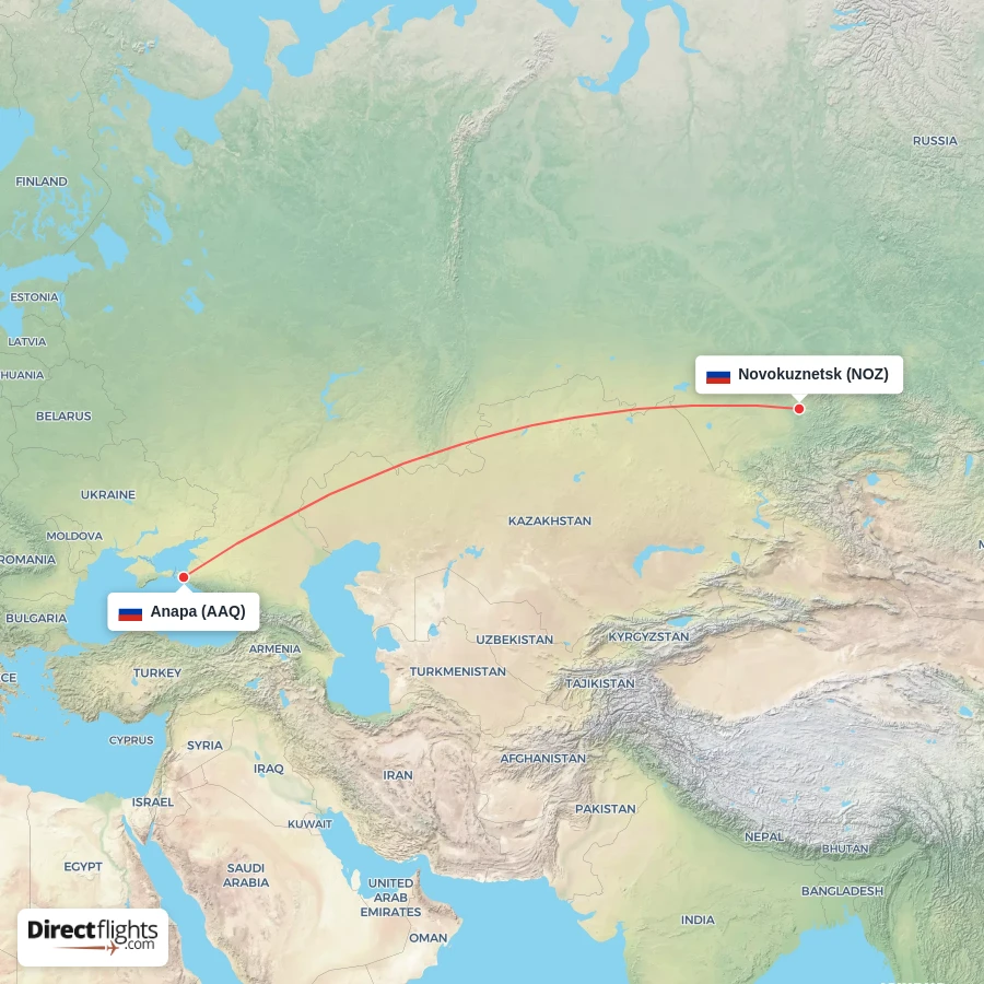NOZ - AAQ route map