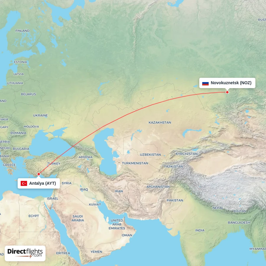 NOZ - AYT route map