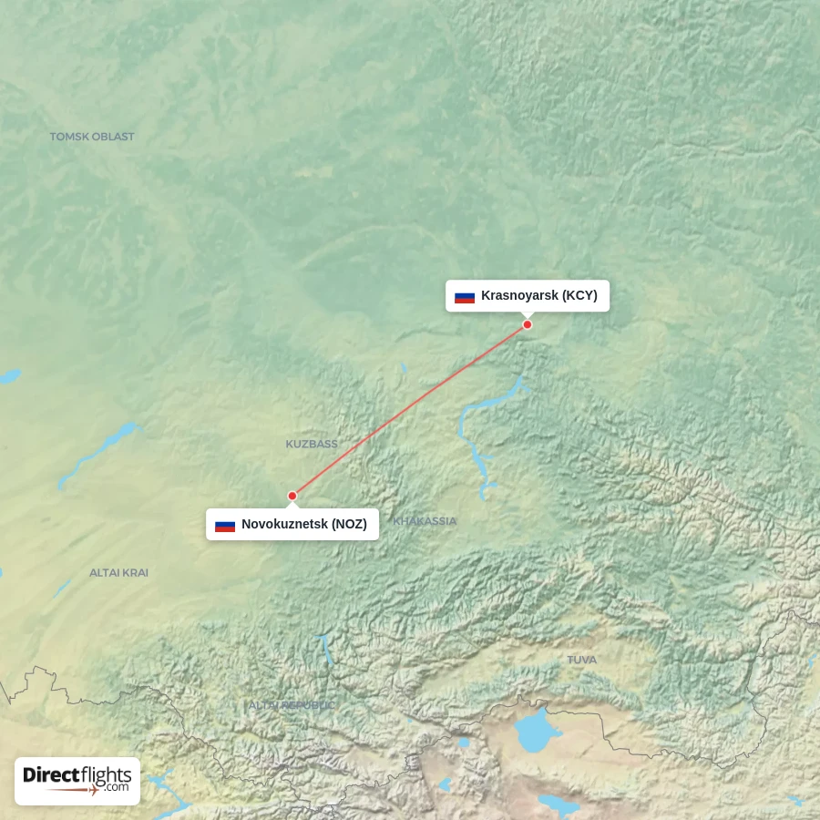 NOZ - KCY route map