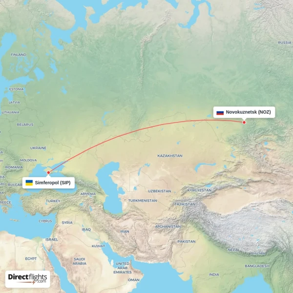 Novokuznetsk - Simferopol direct flight map