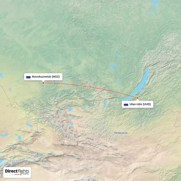 Novokuznetsk - Ulan-Ude direct flight map
