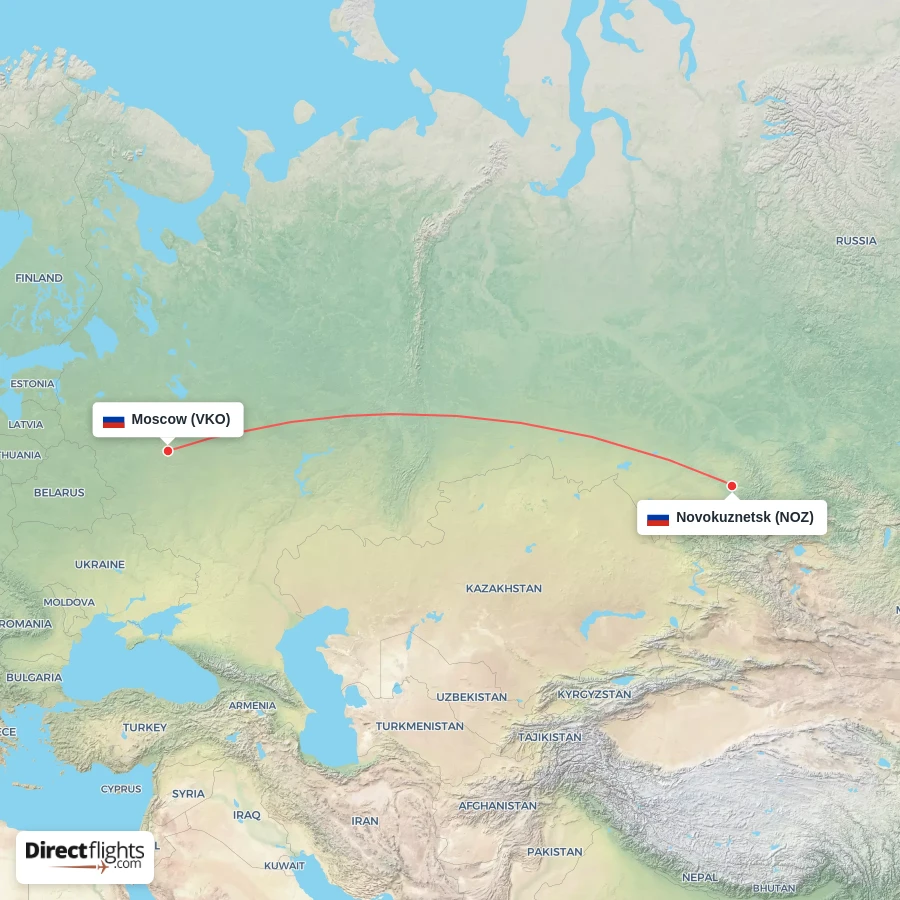 NOZ - VKO route map