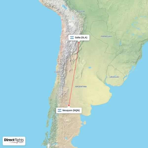 Neuquen - Salta direct flight map