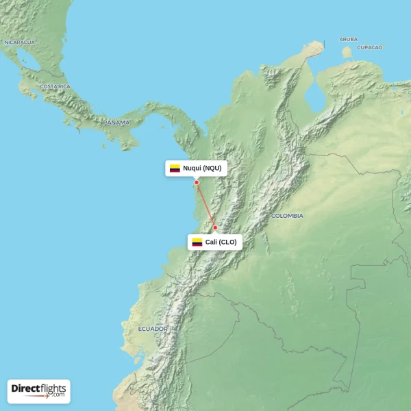 Nuqui - Cali direct flight map