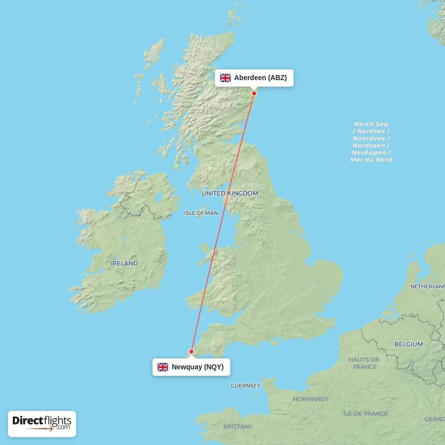 NQY - ABZ route map