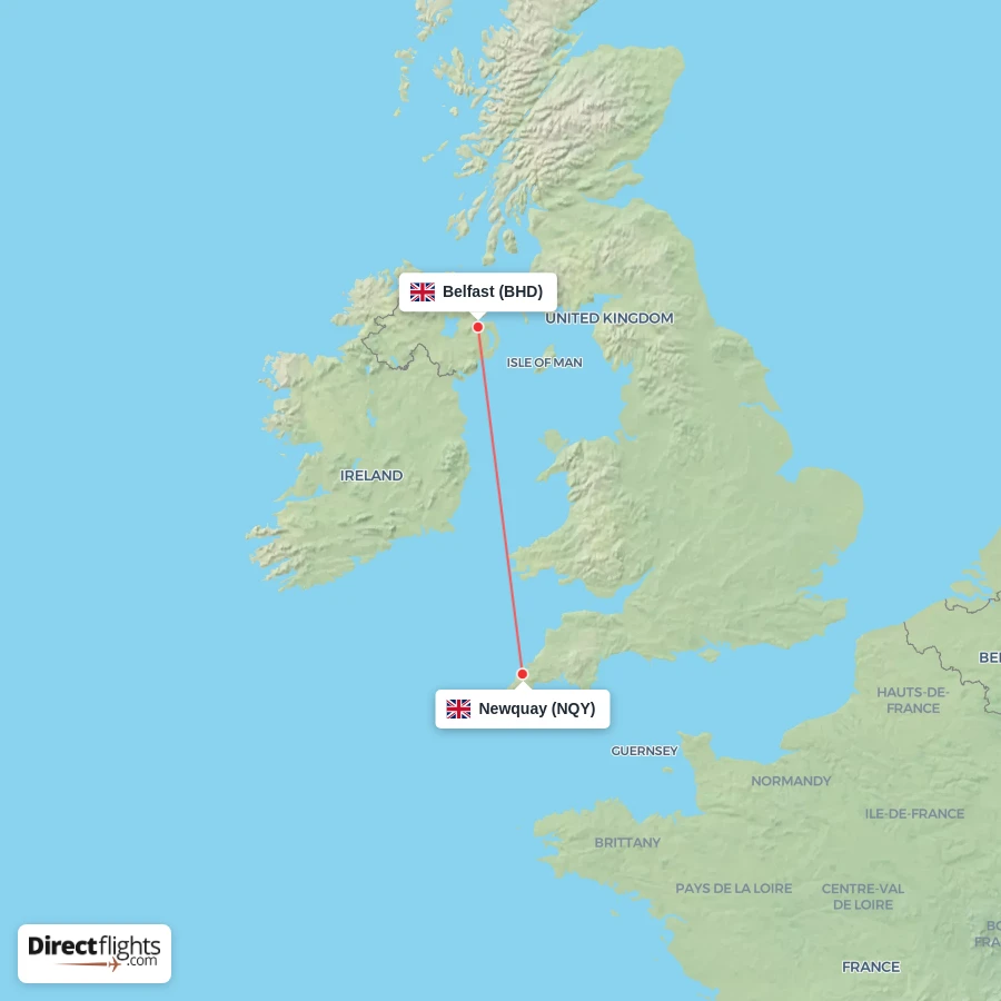 NQY - BHD route map