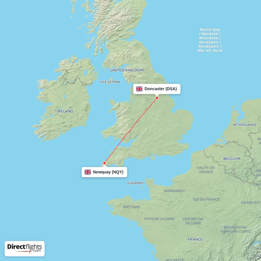 NQY - DSA route map