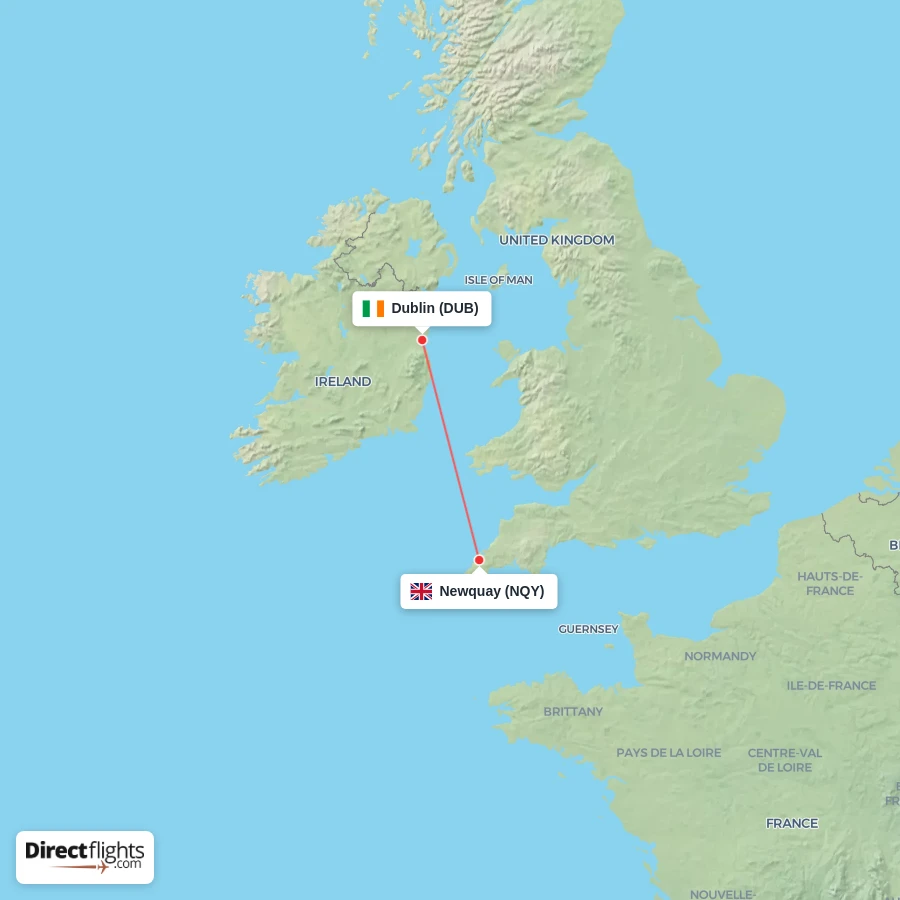 NQY - DUB route map