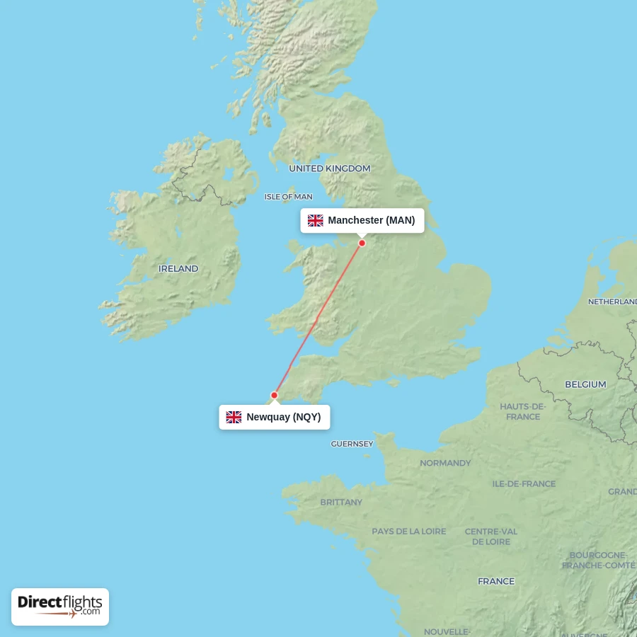 NQY - MAN route map