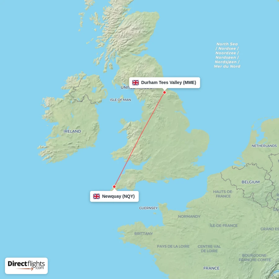 NQY - MME route map