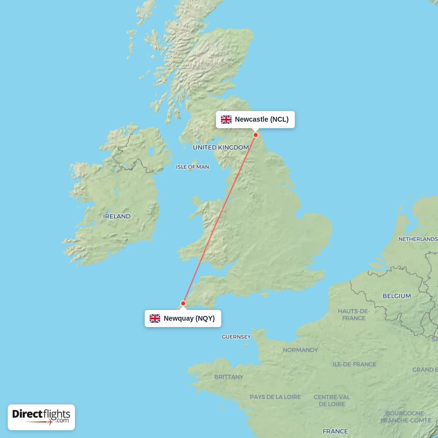 NQY - NCL route map