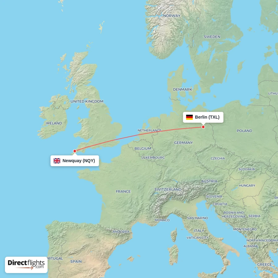 NQY - TXL route map