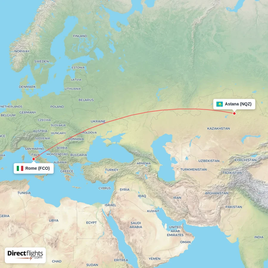 NQZ - FCO route map
