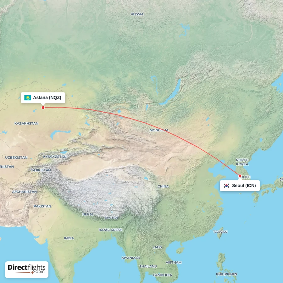 NQZ - ICN route map