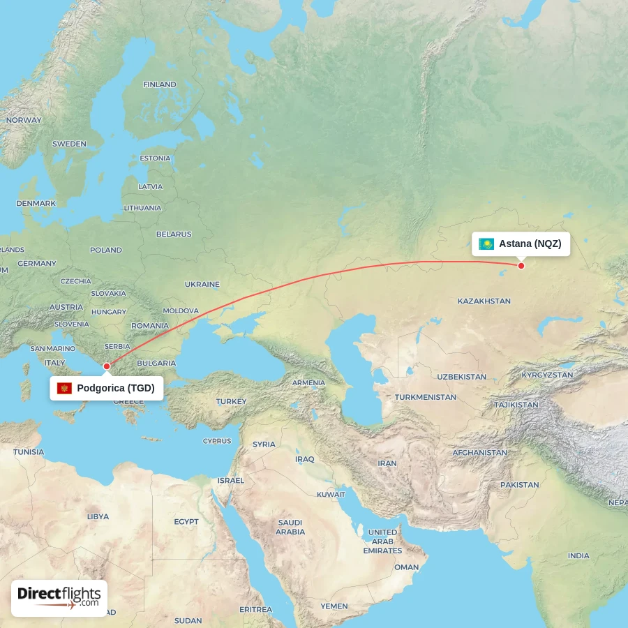 NQZ - TGD route map
