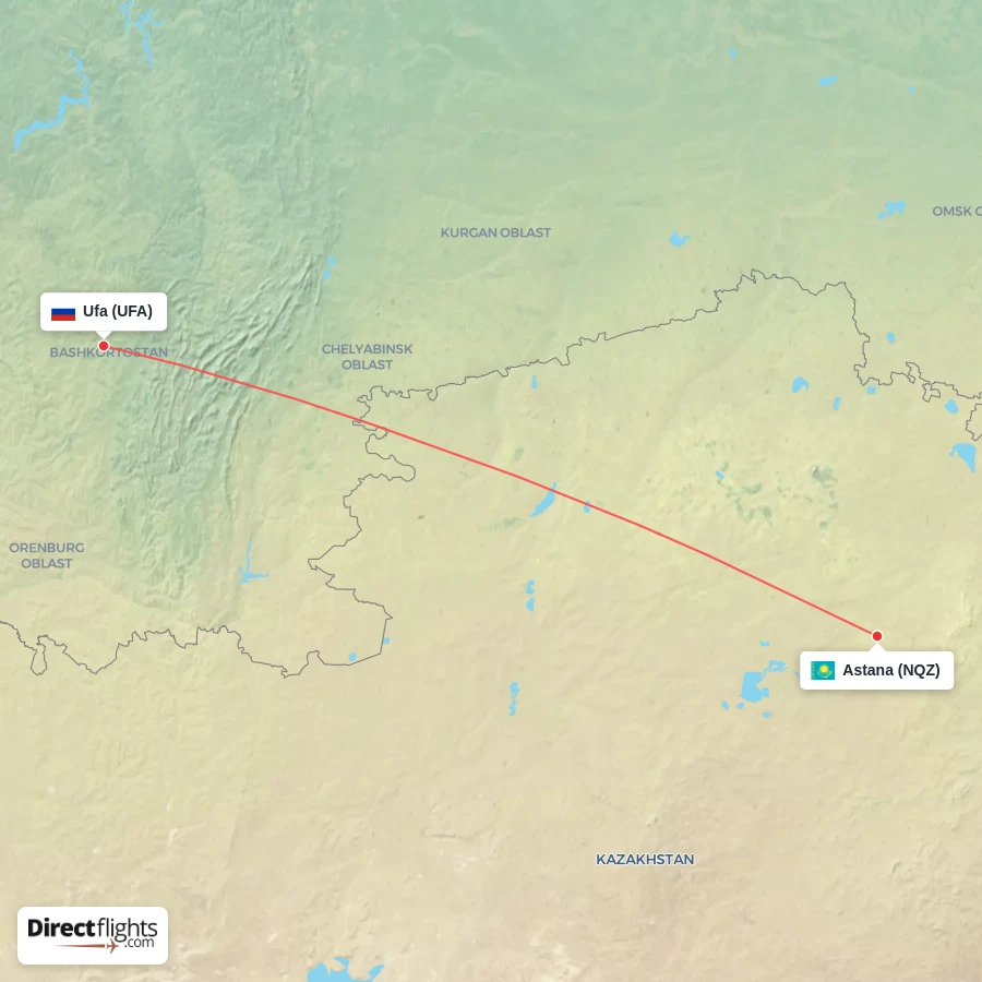 NQZ - UFA route map