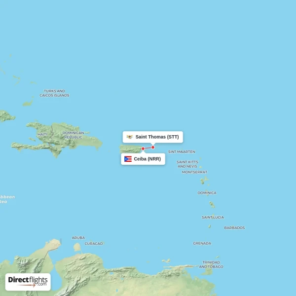 Ceiba - Saint Thomas direct flight map