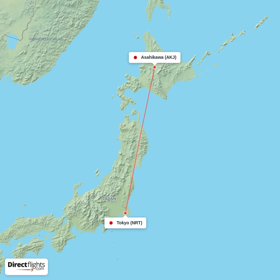NRT - AKJ route map