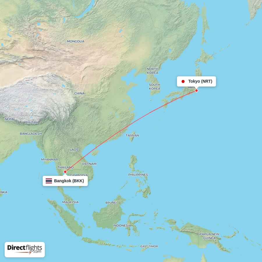 NRT - BKK route map