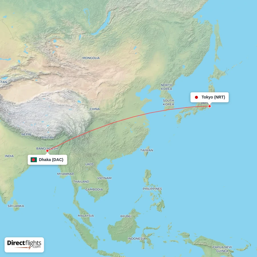 NRT - DAC route map