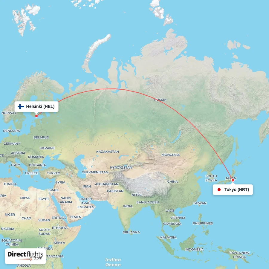 NRT - HEL route map