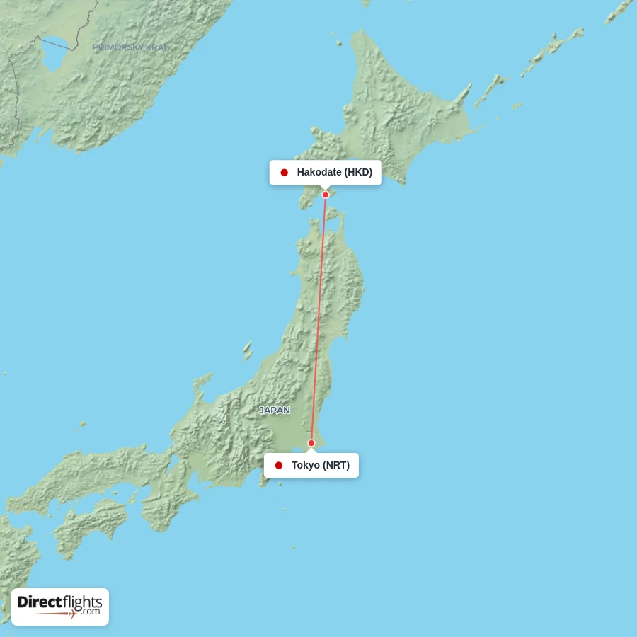 NRT - HKD route map