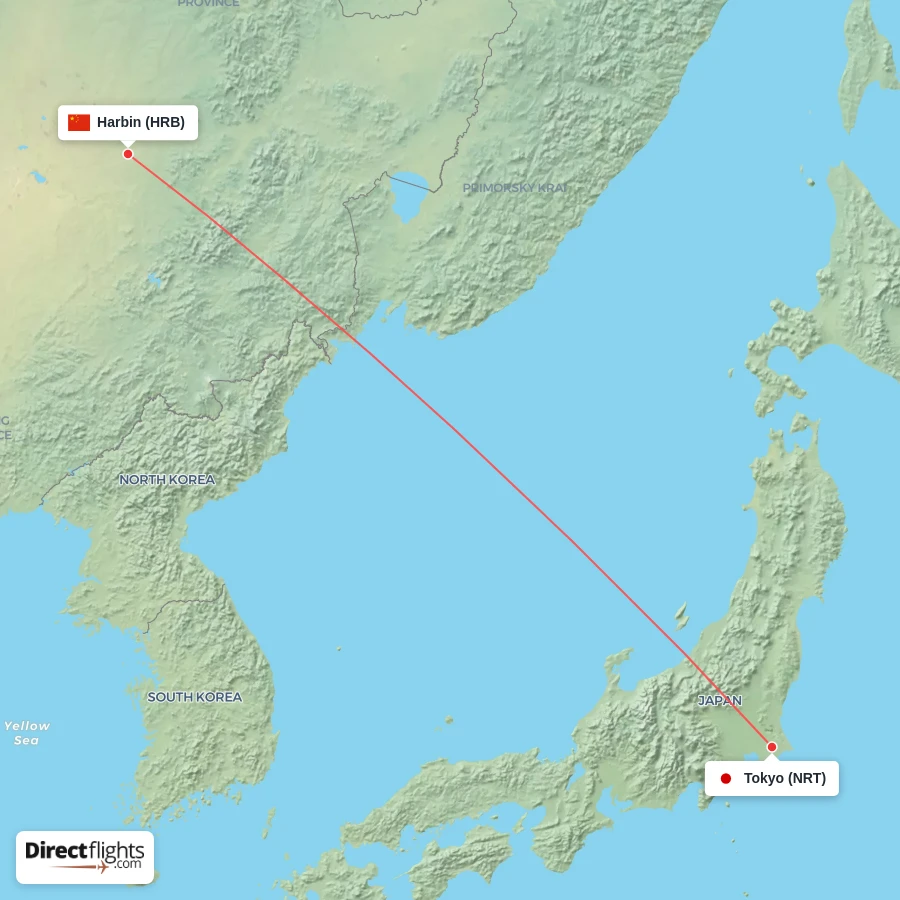 NRT - HRB route map