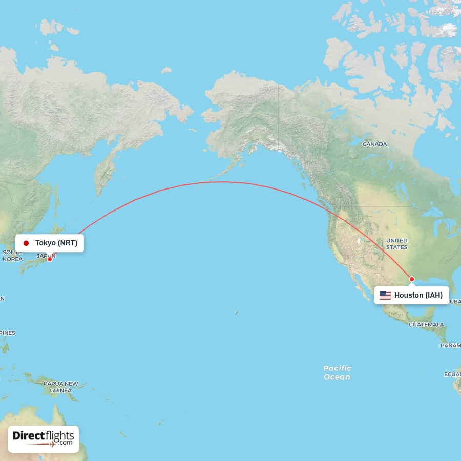 NRT - IAH route map