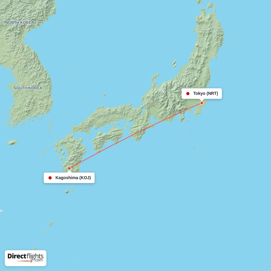 NRT - KOJ route map