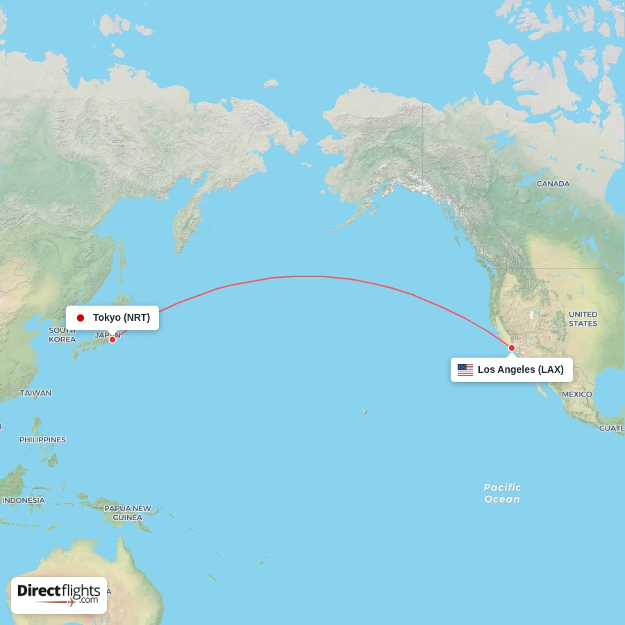 NRT - LAX route map