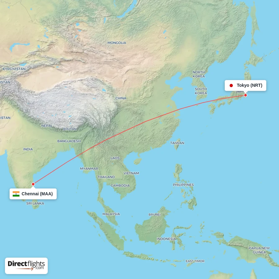 NRT - MAA route map