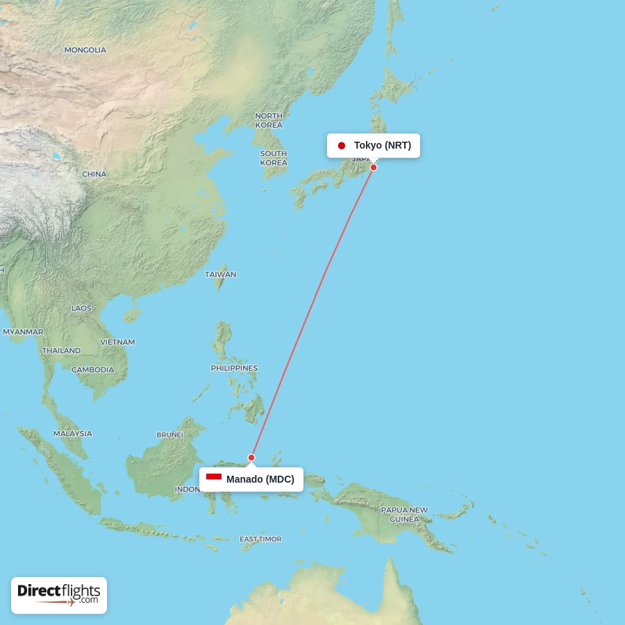 NRT - MDC route map