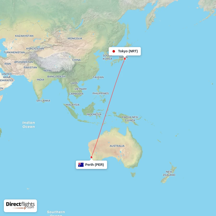 NRT - PER route map