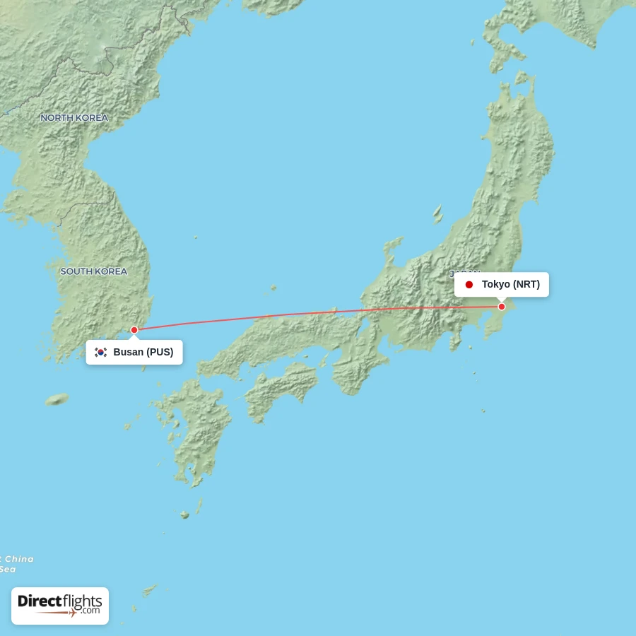 NRT - PUS route map